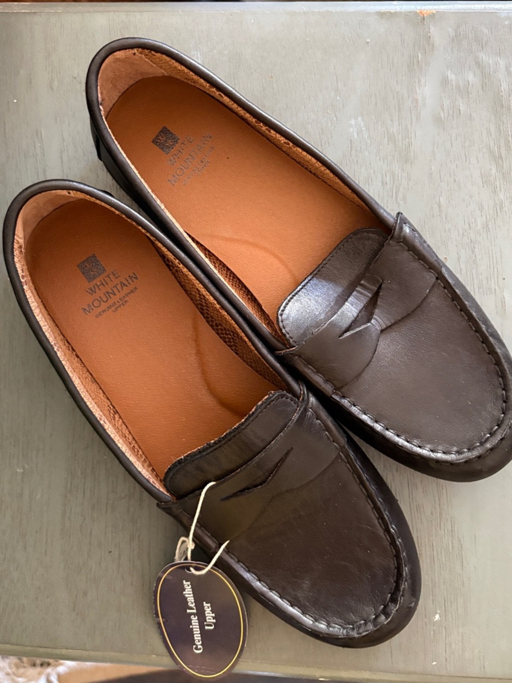 White Mountain Black Leather Penny Loafers - Women